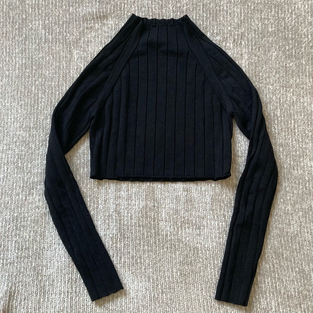 House Of Harlow 1960 Cropped Ribbed Sweater Top Small Retro Y2K 90s Fitted